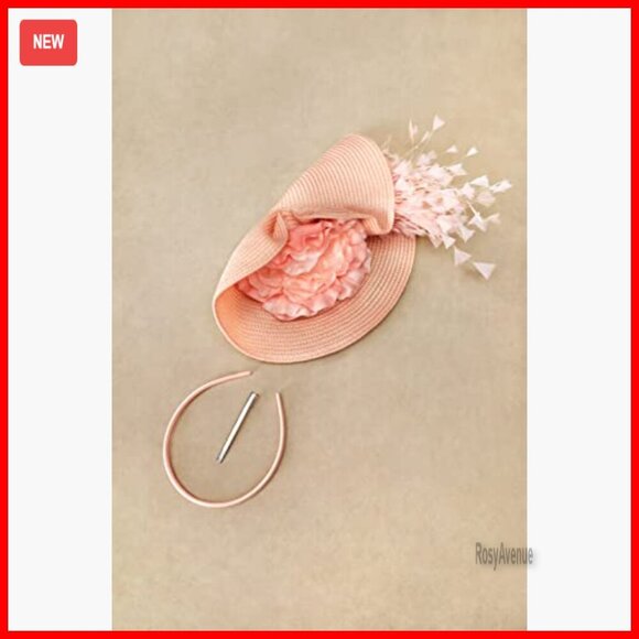 Large Fascinator Derby Hat with Flower and Feathers for Wedding Tea Party main image 4